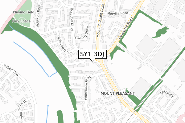 SY1 3DJ map - large scale - OS Open Zoomstack (Ordnance Survey)