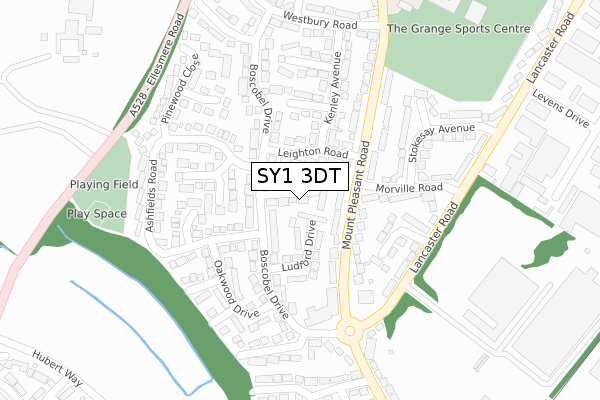 SY1 3DT map - large scale - OS Open Zoomstack (Ordnance Survey)