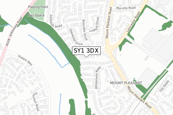 SY1 3DX map - large scale - OS Open Zoomstack (Ordnance Survey)