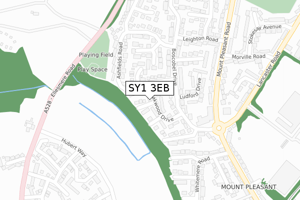 SY1 3EB map - large scale - OS Open Zoomstack (Ordnance Survey)