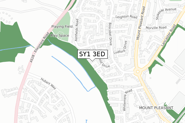 SY1 3ED map - large scale - OS Open Zoomstack (Ordnance Survey)