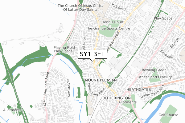 SY1 3EL map - small scale - OS Open Zoomstack (Ordnance Survey)