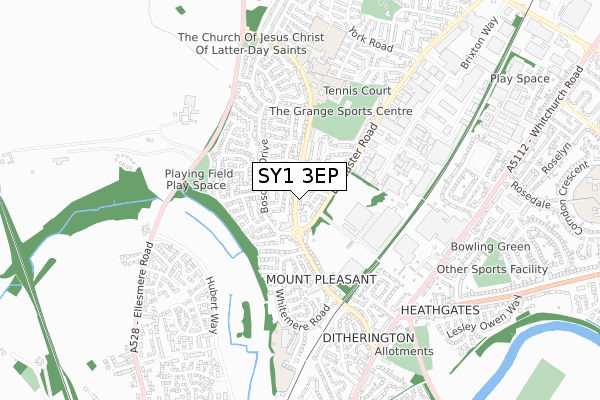 SY1 3EP map - small scale - OS Open Zoomstack (Ordnance Survey)