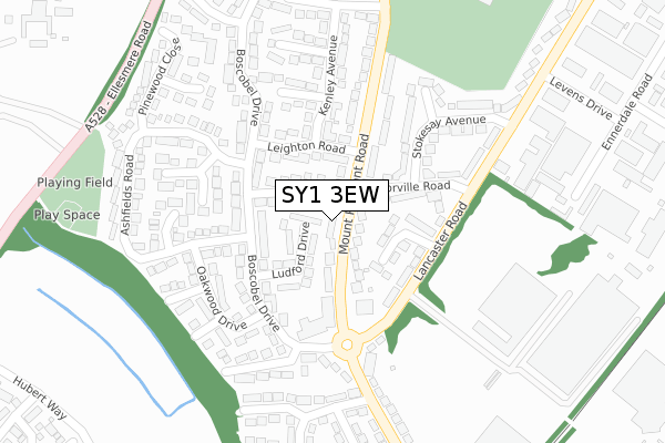 SY1 3EW map - large scale - OS Open Zoomstack (Ordnance Survey)