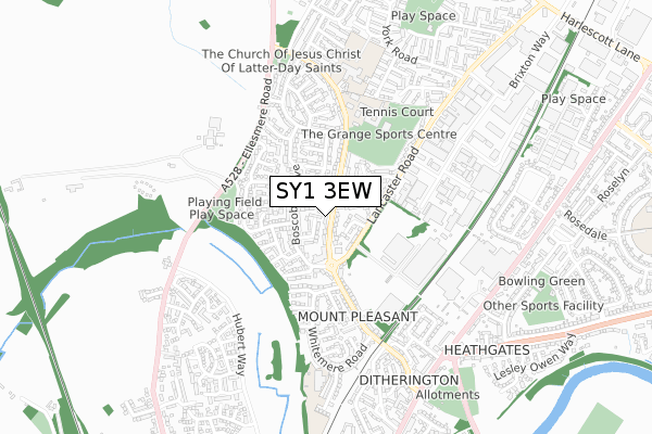 SY1 3EW map - small scale - OS Open Zoomstack (Ordnance Survey)