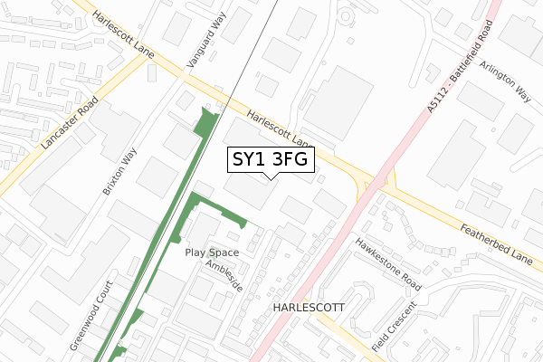 SY1 3FG map - large scale - OS Open Zoomstack (Ordnance Survey)