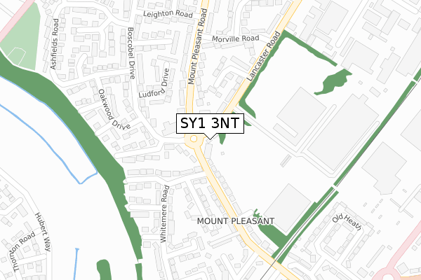 SY1 3NT map - large scale - OS Open Zoomstack (Ordnance Survey)