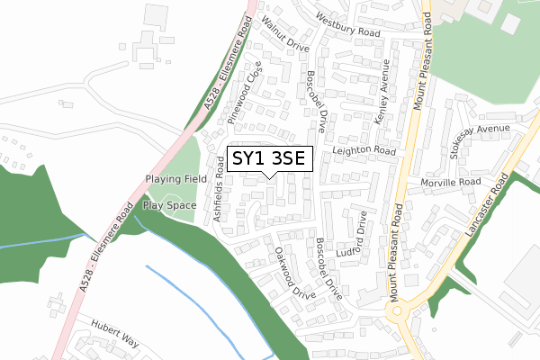 SY1 3SE map - large scale - OS Open Zoomstack (Ordnance Survey)