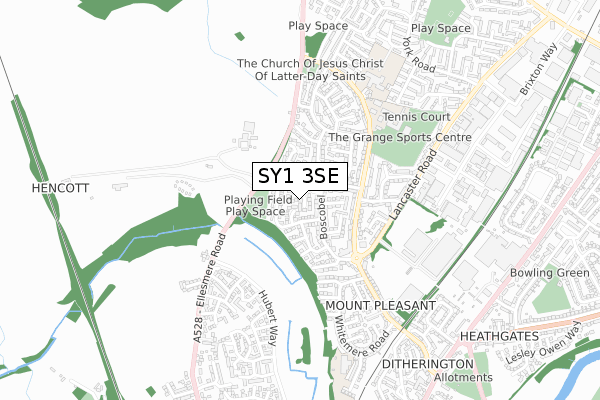 SY1 3SE map - small scale - OS Open Zoomstack (Ordnance Survey)