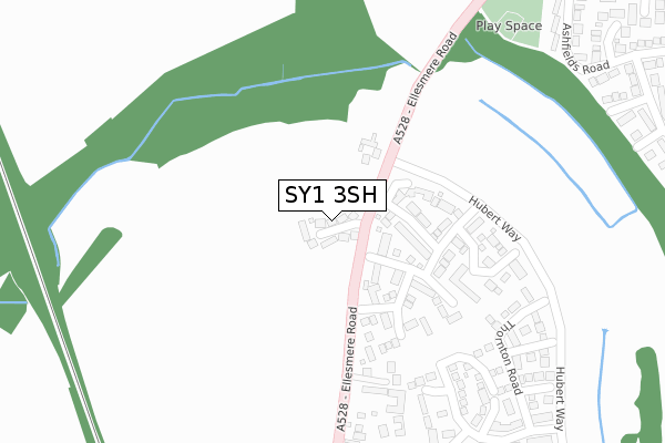 SY1 3SH map - large scale - OS Open Zoomstack (Ordnance Survey)