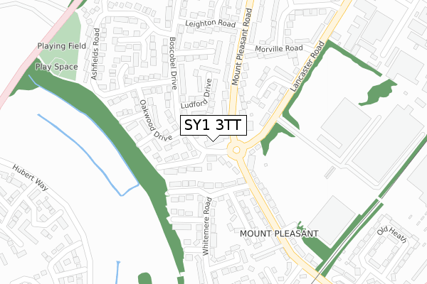 SY1 3TT map - large scale - OS Open Zoomstack (Ordnance Survey)