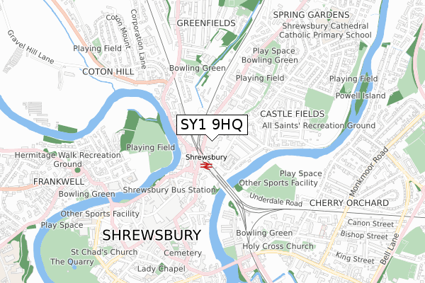 SY1 9HQ map - small scale - OS Open Zoomstack (Ordnance Survey)