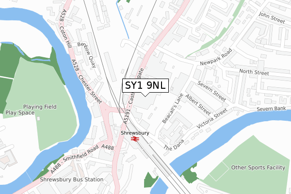 SY1 9NL map - large scale - OS Open Zoomstack (Ordnance Survey)