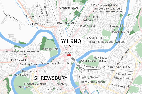 SY1 9NQ map - small scale - OS Open Zoomstack (Ordnance Survey)