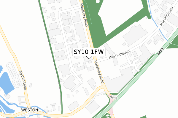 SY10 1FW map - large scale - OS Open Zoomstack (Ordnance Survey)