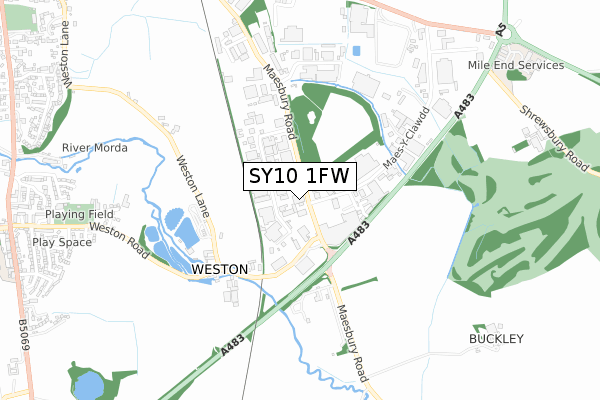 SY10 1FW map - small scale - OS Open Zoomstack (Ordnance Survey)