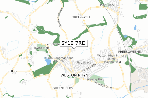 SY10 7RD map - small scale - OS Open Zoomstack (Ordnance Survey)