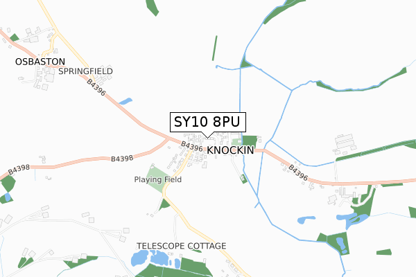 SY10 8PU map - small scale - OS Open Zoomstack (Ordnance Survey)