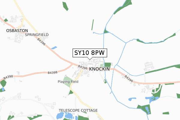 SY10 8PW map - small scale - OS Open Zoomstack (Ordnance Survey)