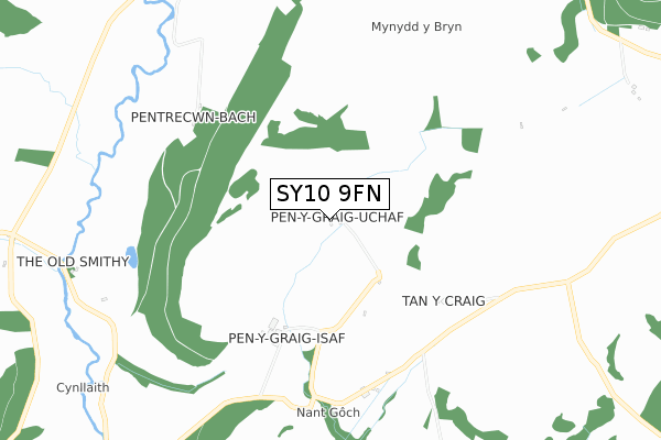 SY10 9FN map - small scale - OS Open Zoomstack (Ordnance Survey)