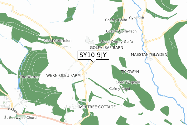 SY10 9JY map - small scale - OS Open Zoomstack (Ordnance Survey)