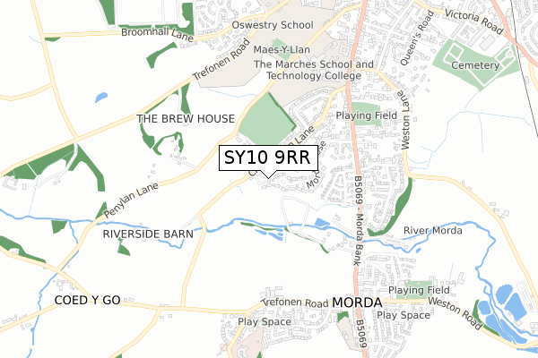 SY10 9RR map - small scale - OS Open Zoomstack (Ordnance Survey)