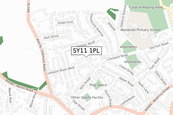 SY11 1PL map - large scale - OS Open Zoomstack (Ordnance Survey)