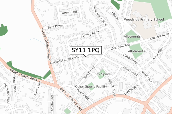 SY11 1PQ map - large scale - OS Open Zoomstack (Ordnance Survey)