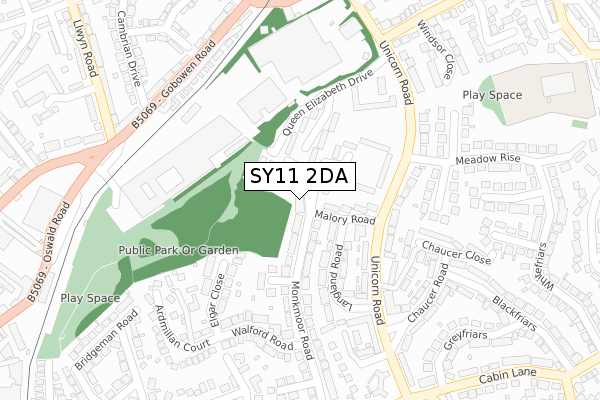 SY11 2DA map - large scale - OS Open Zoomstack (Ordnance Survey)