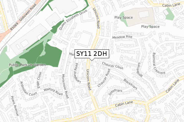 SY11 2DH map - large scale - OS Open Zoomstack (Ordnance Survey)