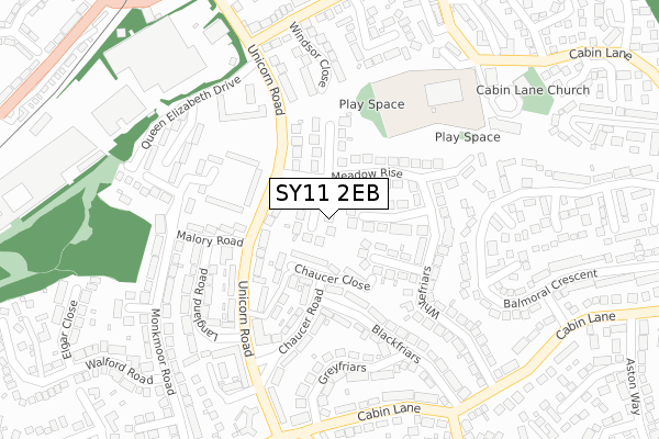 SY11 2EB map - large scale - OS Open Zoomstack (Ordnance Survey)