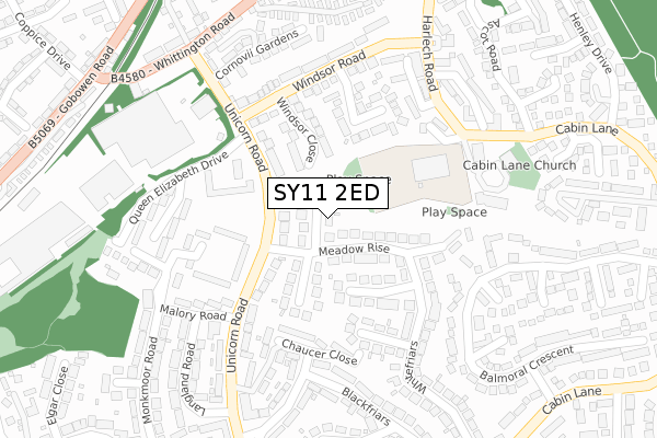 SY11 2ED map - large scale - OS Open Zoomstack (Ordnance Survey)