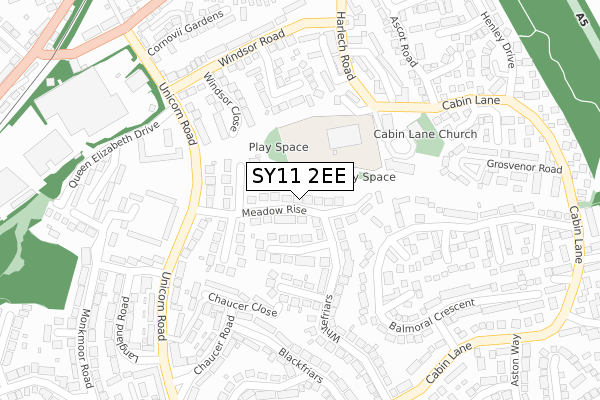 SY11 2EE map - large scale - OS Open Zoomstack (Ordnance Survey)