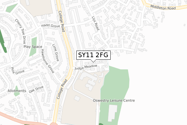 SY11 2FG map - large scale - OS Open Zoomstack (Ordnance Survey)