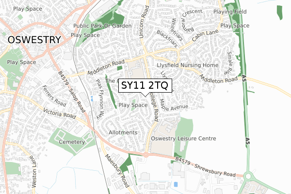 SY11 2TQ map - small scale - OS Open Zoomstack (Ordnance Survey)