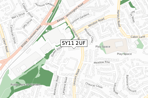 SY11 2UF map - large scale - OS Open Zoomstack (Ordnance Survey)