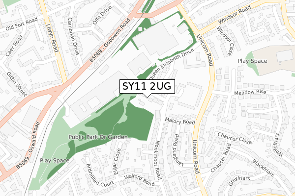 SY11 2UG map - large scale - OS Open Zoomstack (Ordnance Survey)