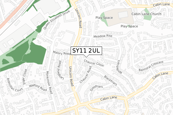 SY11 2UL map - large scale - OS Open Zoomstack (Ordnance Survey)