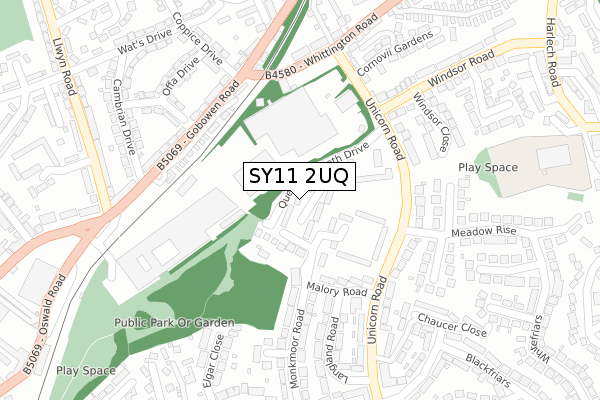 SY11 2UQ map - large scale - OS Open Zoomstack (Ordnance Survey)