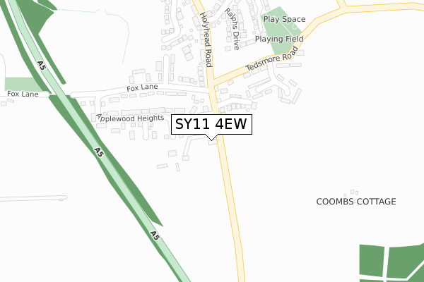 SY11 4EW map - large scale - OS Open Zoomstack (Ordnance Survey)