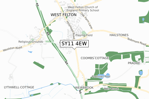 SY11 4EW map - small scale - OS Open Zoomstack (Ordnance Survey)