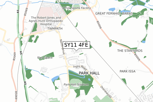 SY11 4FE map - small scale - OS Open Zoomstack (Ordnance Survey)