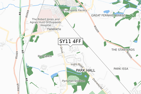 SY11 4FF map - small scale - OS Open Zoomstack (Ordnance Survey)