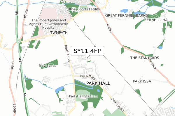 SY11 4FP map - small scale - OS Open Zoomstack (Ordnance Survey)