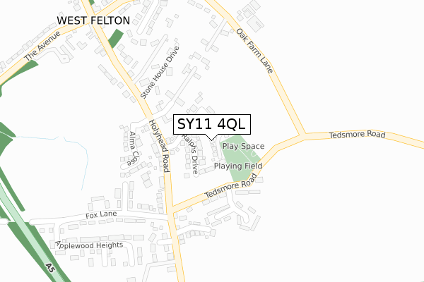 SY11 4QL map - large scale - OS Open Zoomstack (Ordnance Survey)