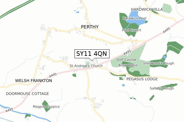 SY11 4QN map - small scale - OS Open Zoomstack (Ordnance Survey)