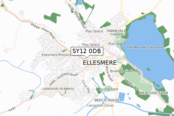 SY12 0DB map - small scale - OS Open Zoomstack (Ordnance Survey)