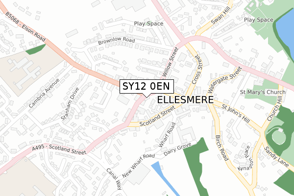 SY12 0EN map - large scale - OS Open Zoomstack (Ordnance Survey)