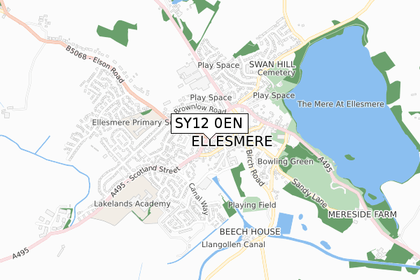 SY12 0EN map - small scale - OS Open Zoomstack (Ordnance Survey)