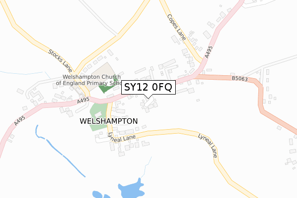 SY12 0FQ map - large scale - OS Open Zoomstack (Ordnance Survey)